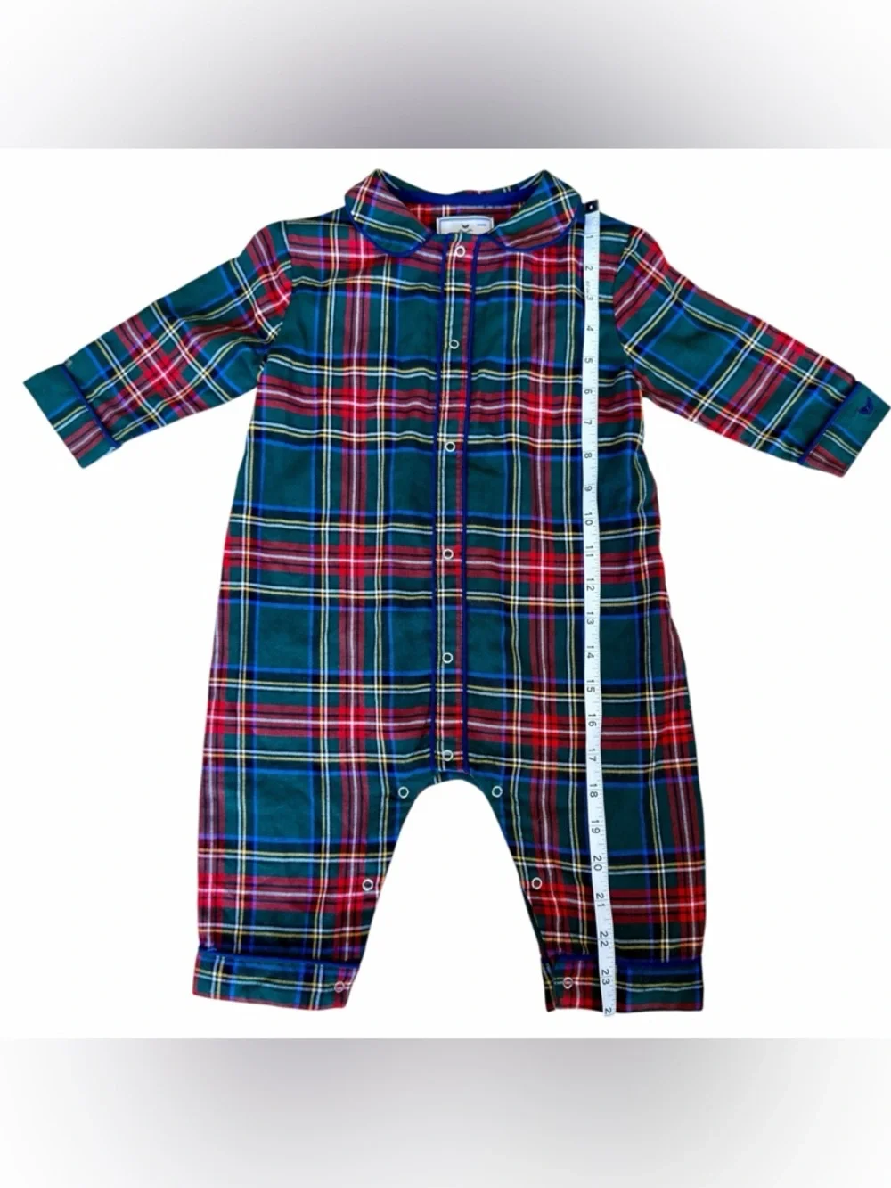 Petite Plume Brushed Twill Cambridge Romper in Kensington Tartan Size 12/18M